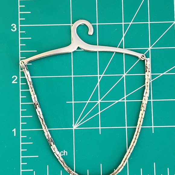 Silver Tone Square Box Link Button Style Tie Bar Chain - Picture 5 of 5